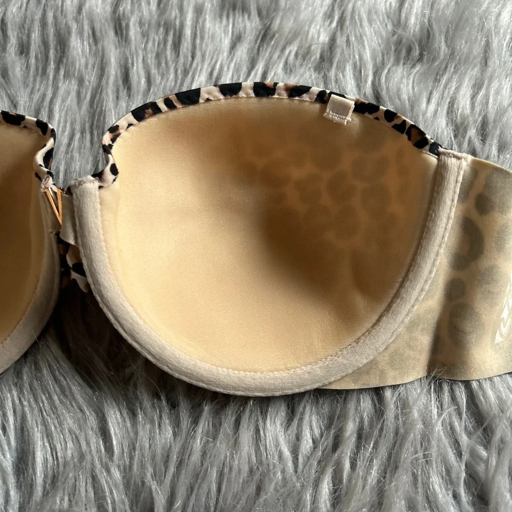 Victoria's Secret‎ Strapless Lightly Lined Bra Womens Size 32D Brown Leopard